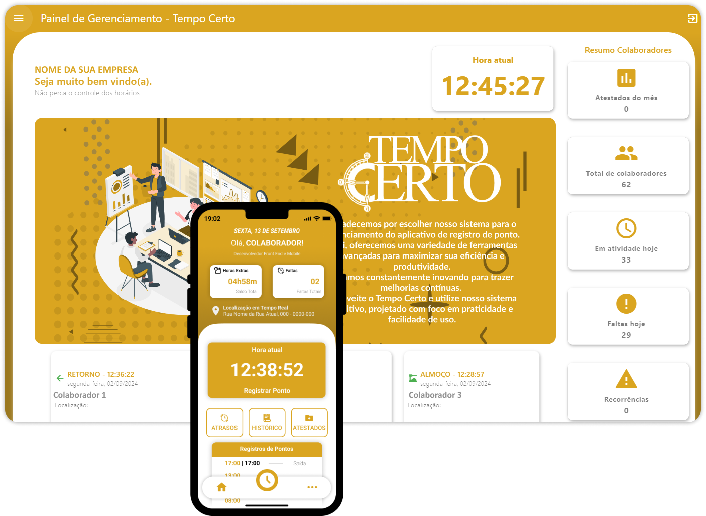 Mockup Tempo Certo - Página Inicial - AVTECH